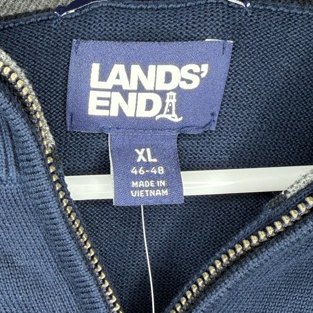 Lands' End Men's Navy Zip-Up Sweater - Picture 4 of 4